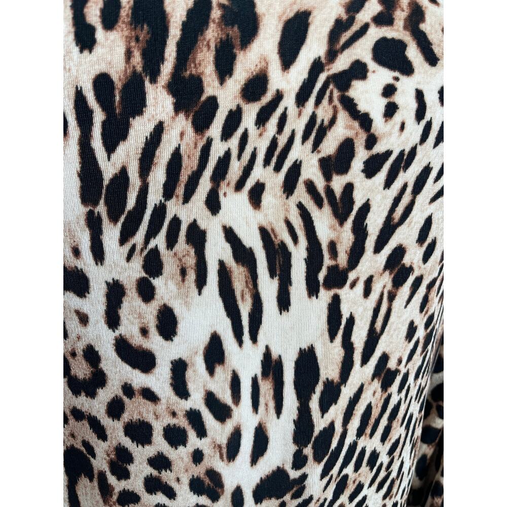 Chico's Travelers 2 Leopard Animal Print Tunic 3/4 Sleeve Slinky Travel (12/14) - Picture 6 of 12